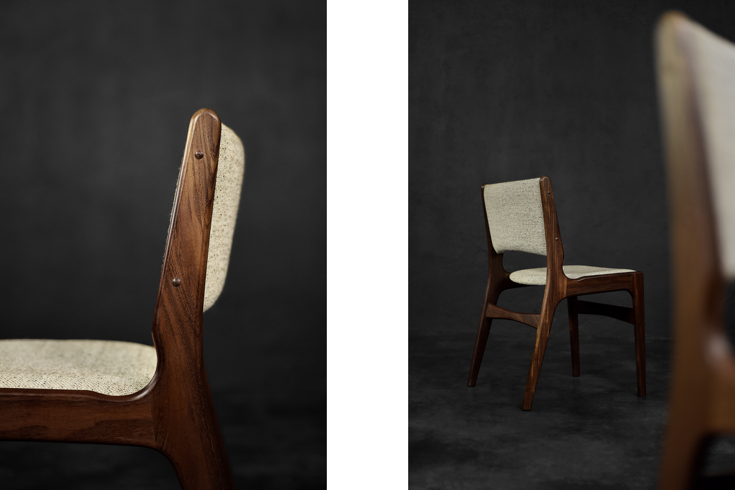 Vintage Scandinavian Modern Teak and Beige Wool Dining Chairs Model 89 by Erik Buch for Anderstrup Møbelfabrik, 1950s, Set of 4