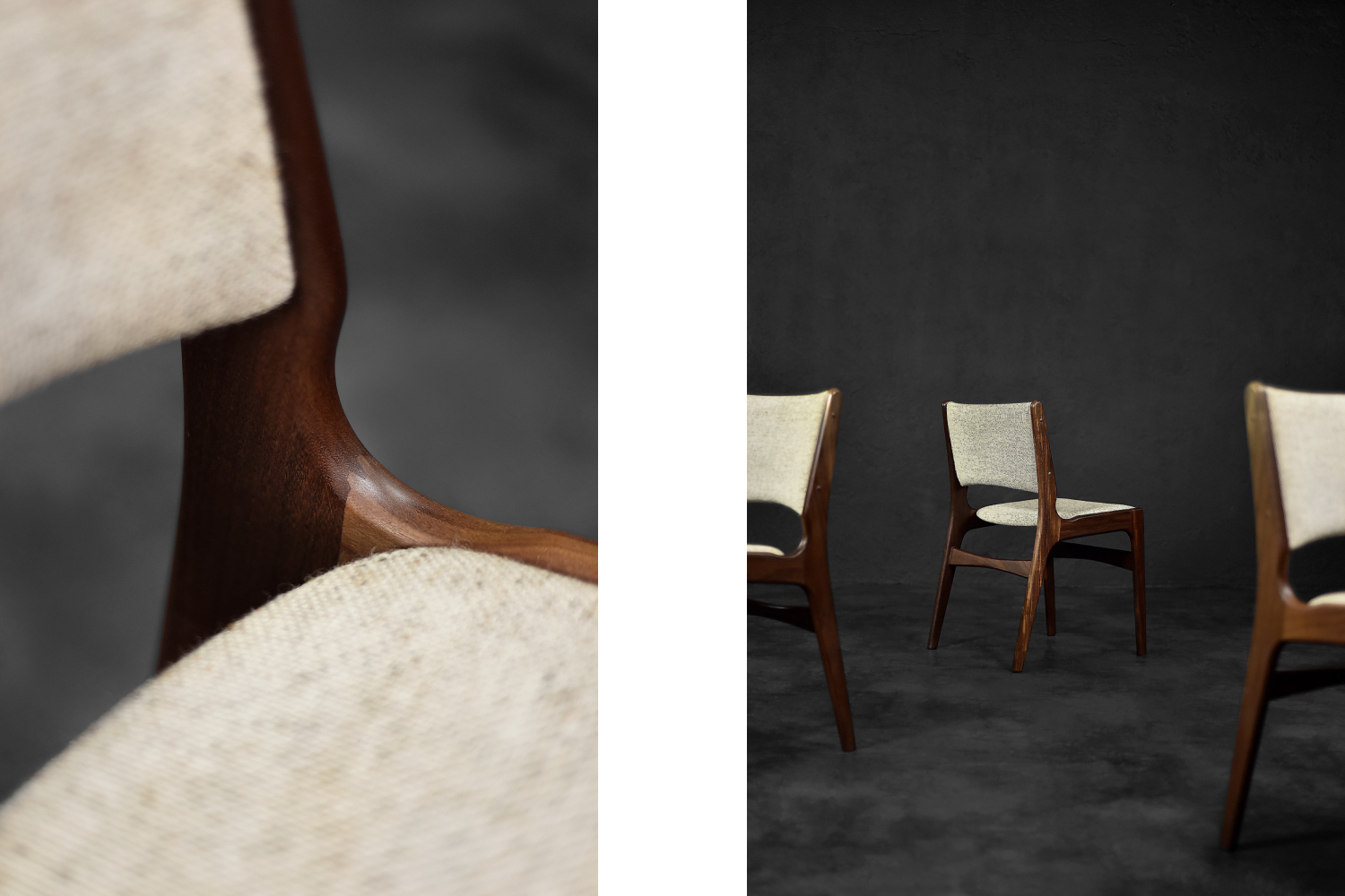 Vintage Scandinavian Modern Teak and Beige Wool Dining Chairs Model 89 by Erik Buch for Anderstrup Møbelfabrik, 1950s, Set of 4