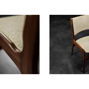 Vintage Scandinavian Modern Teak and Beige Wool Dining Chairs Model 89 by Erik Buch for Anderstrup Møbelfabrik, 1950s, Set of 4