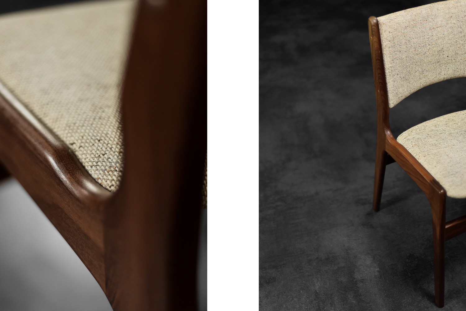 Vintage Scandinavian Modern Teak and Beige Wool Dining Chairs Model 89 by Erik Buch for Anderstrup Møbelfabrik, 1950s, Set of 4