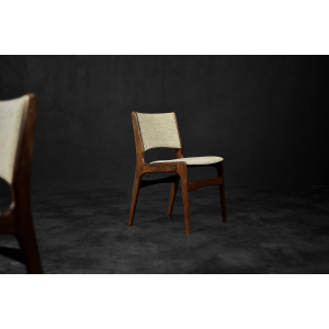Vintage Scandinavian Modern Teak and Beige Wool Dining Chairs Model 89 by Erik Buch for Anderstrup Møbelfabrik, 1950s, Set of 4