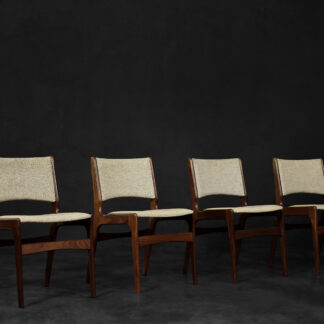 Vintage Scandinavian Modern Teak and Beige Wool Dining Chairs Model 89 by Erik Buch for Anderstrup Møbelfabrik, 1950s, Set of 4