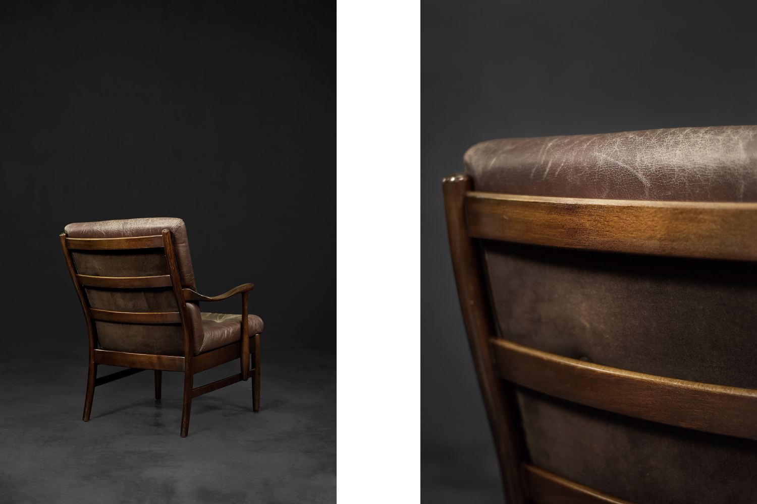 Vintage Mid-Century Danish Modern Beech & Brown Leather Armchair from Farstrup Møbler, 1970s