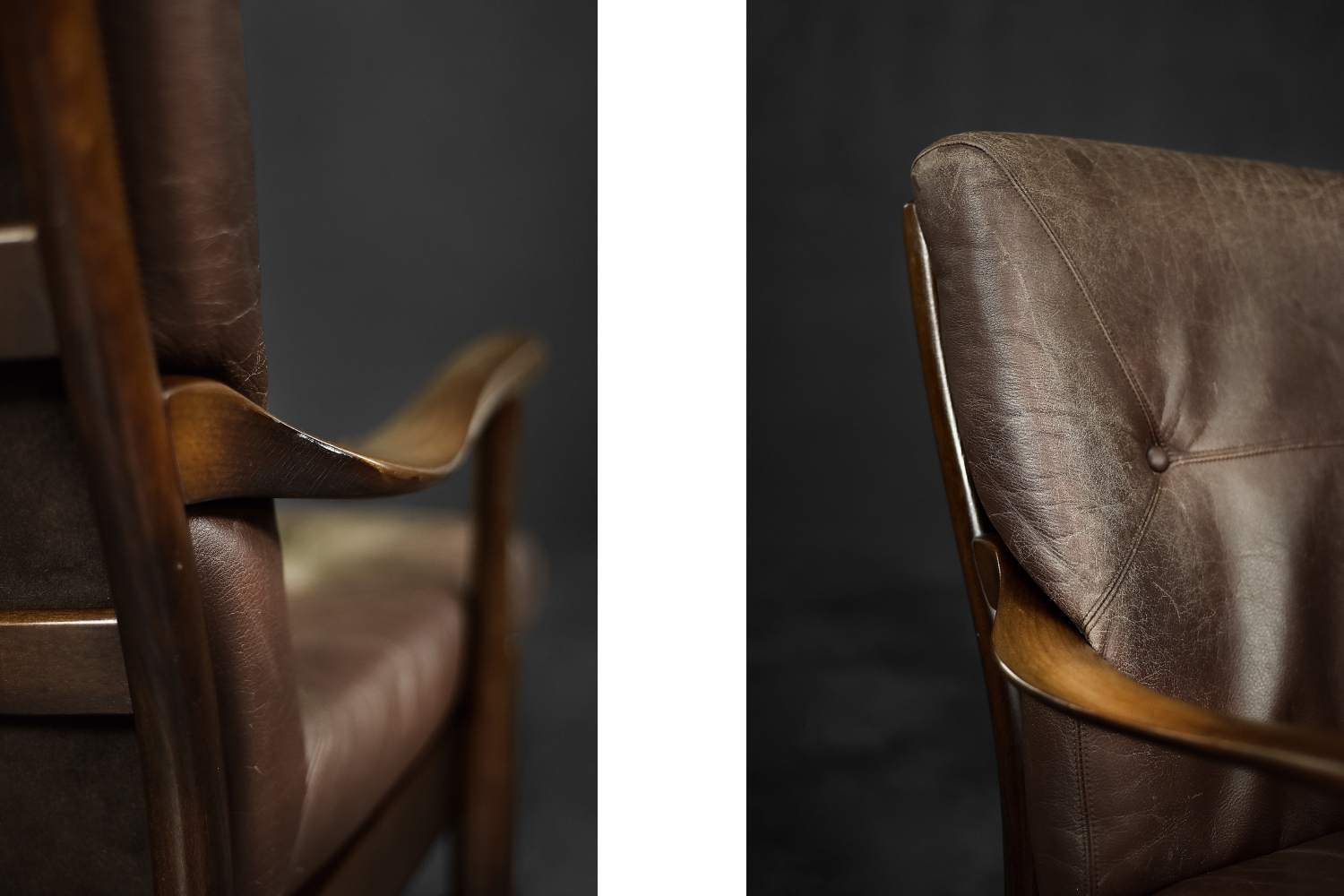 Vintage Mid-Century Danish Modern Beech & Brown Leather Armchair from Farstrup Møbler, 1970s