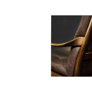 Vintage Mid-Century Danish Modern Beech & Brown Leather Armchair from Farstrup Møbler, 1970s