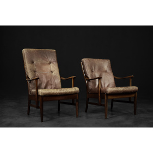 Vintage Mid-Century Danish Modern Beech & Brown Leather Armchair from Farstrup Møbler, 1970s