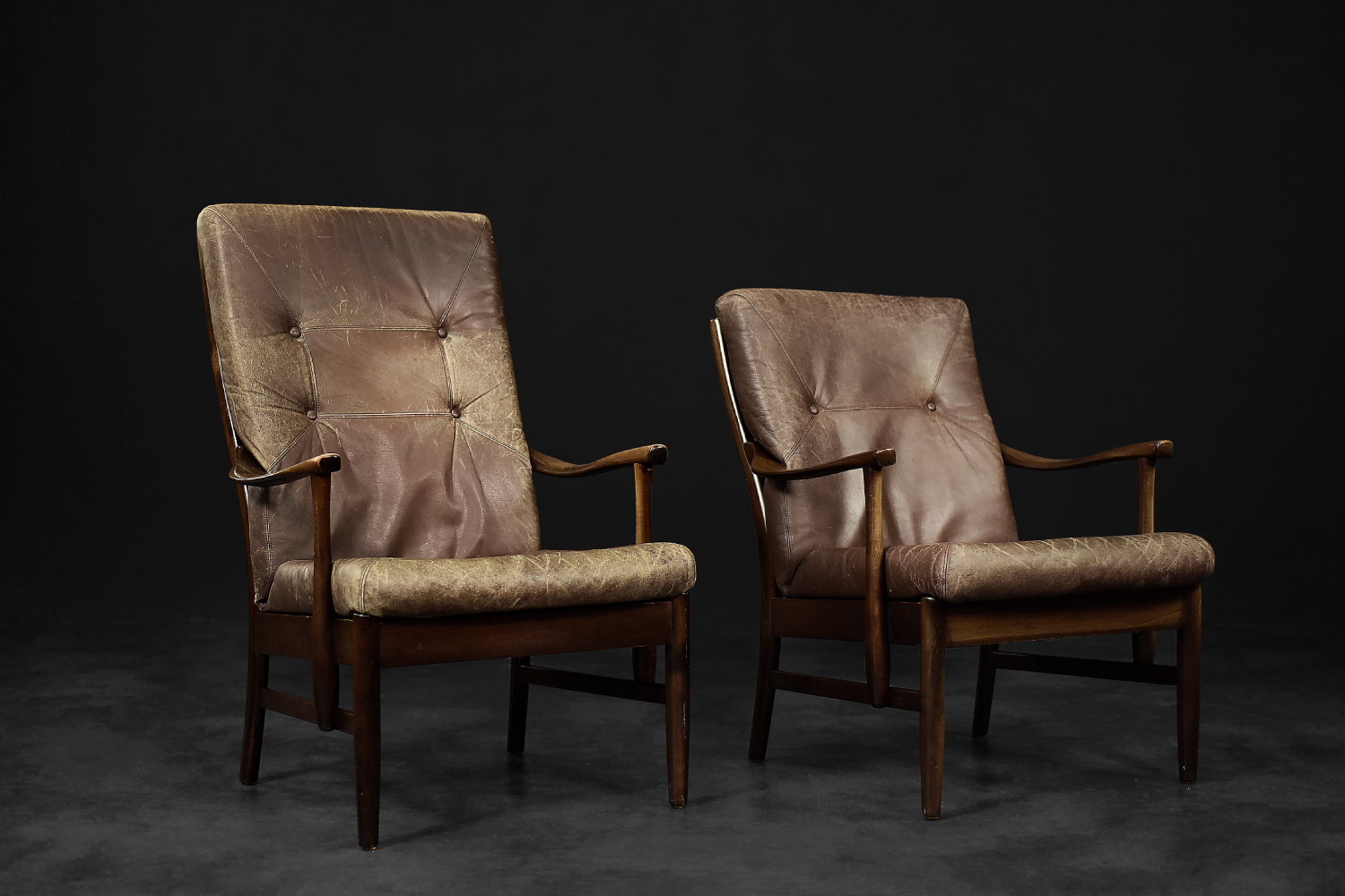 Vintage Mid-Century Danish Modern Beech & Brown Leather Armchair from Farstrup Møbler, 1970s