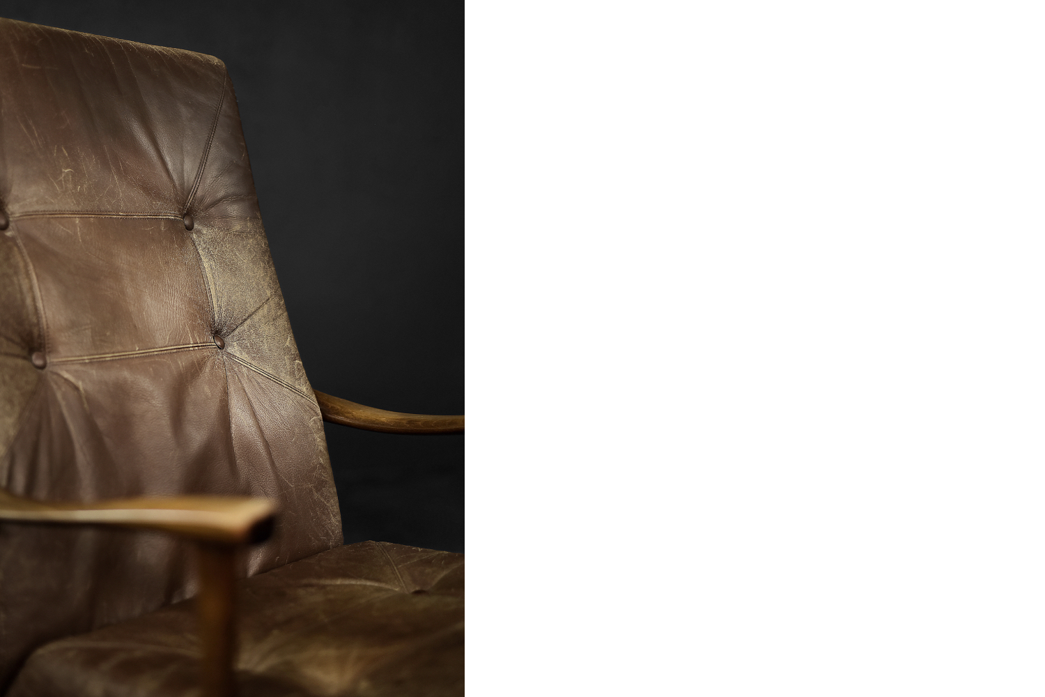 Vintage Mid-Century Danish Modern Beech & Brown Leather High Armchair from Farstrup Møbler, 1970s