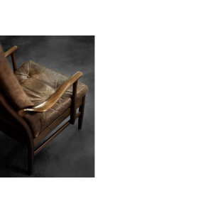 Vintage Mid-Century Danish Modern Beech & Brown Leather High Armchair from Farstrup Møbler, 1970s