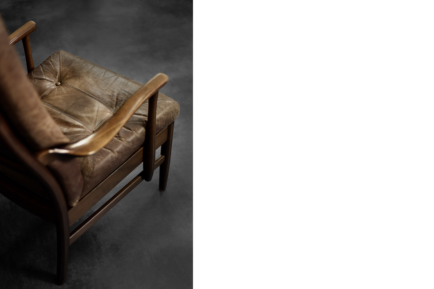 Vintage Mid-Century Danish Modern Beech & Brown Leather High Armchair from Farstrup Møbler, 1970s