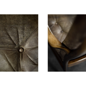 Vintage Mid-Century Danish Modern Beech & Brown Leather High Armchair from Farstrup Møbler, 1970s