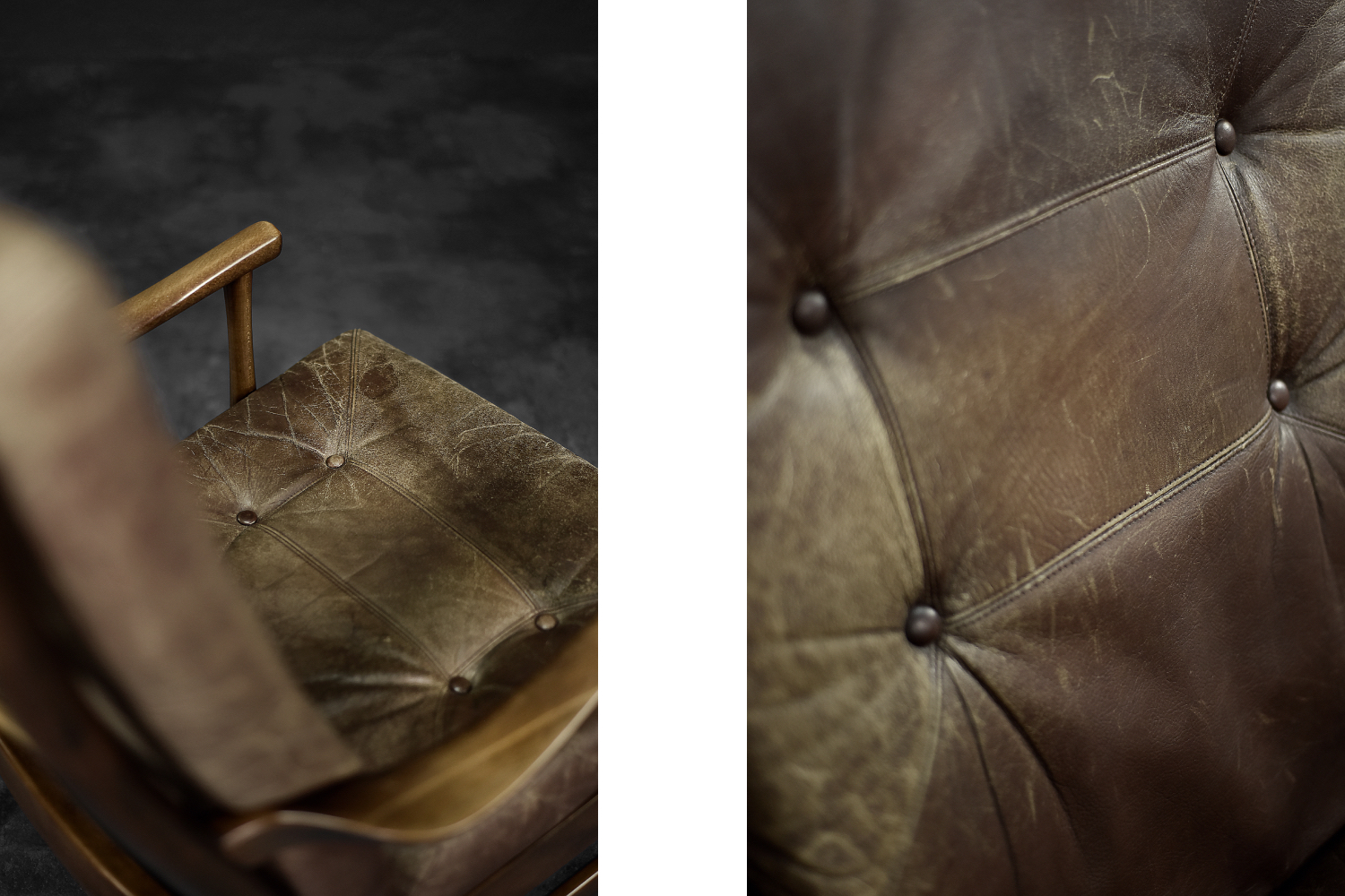 Vintage Mid-Century Danish Modern Beech & Brown Leather High Armchair from Farstrup Møbler, 1970s