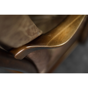 Vintage Mid-Century Danish Modern Beech & Brown Leather High Armchair from Farstrup Møbler, 1970s