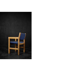 Vintage Mid-Century Modern Danish Oak & Blue Fabric Chair by Hans J. Wegner for Getama, 1960s