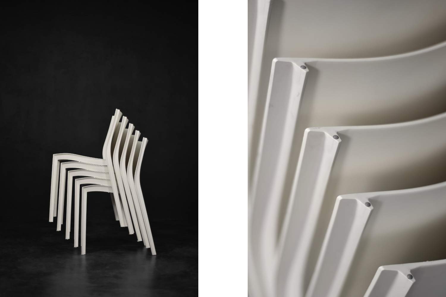 Vintage Mid-Century French Modern Slick Slick White Plastic Chairs by Philippe Starck for XO Design, 1999, Set of 5