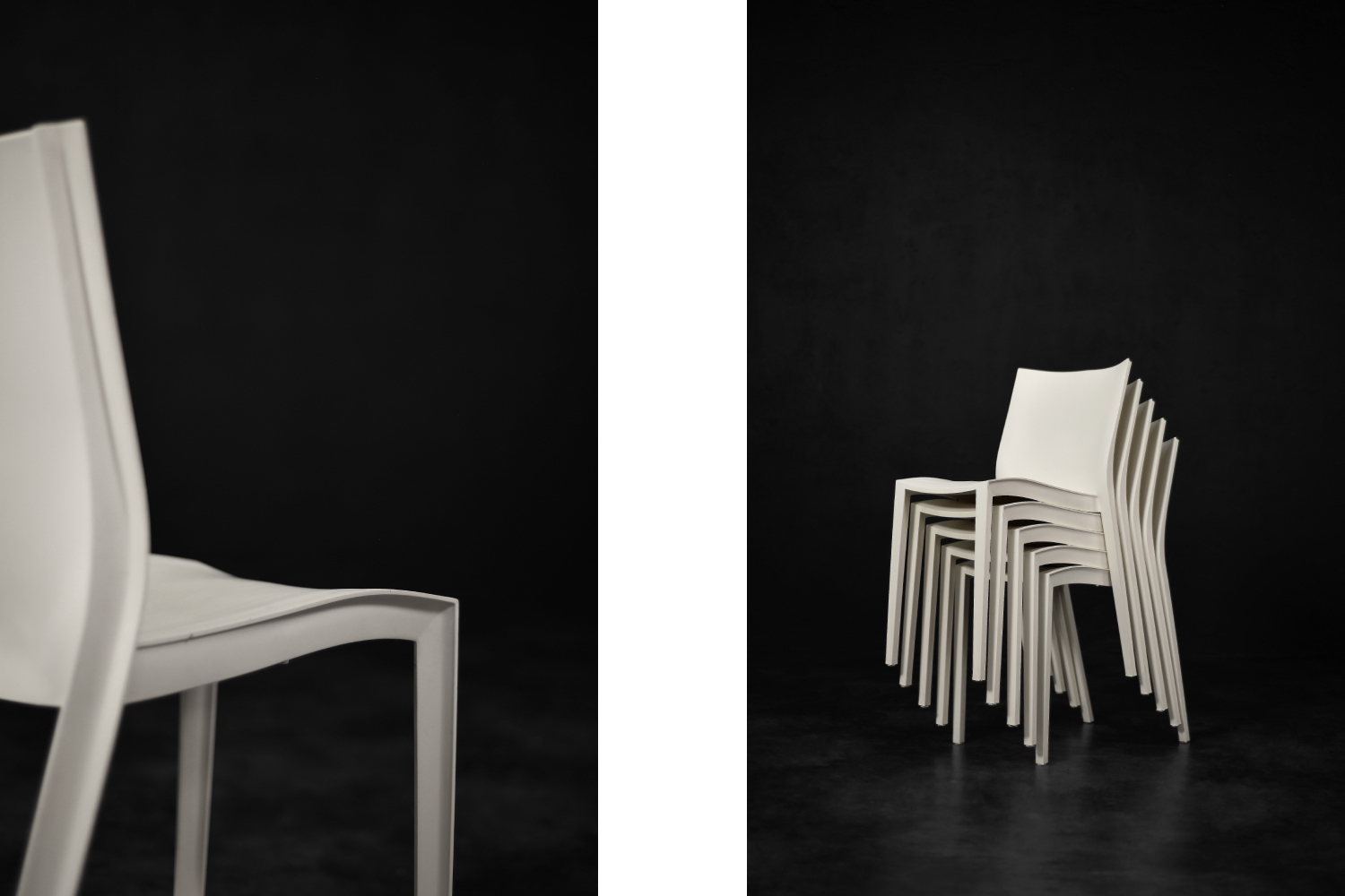 Vintage Mid-Century French Modern Slick Slick White Plastic Chairs by Philippe Starck for XO Design, 1999, Set of 5