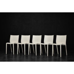 Vintage Mid-Century French Modern Slick Slick White Plastic Chairs by Philippe Starck for XO Design, 1999, Set of 5