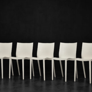 Vintage Mid-Century French Modern Slick Slick White Plastic Chairs by Philippe Starck for XO Design, 1999, Set of 5