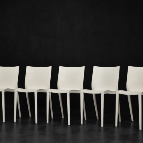 Vintage Mid-Century French Modern Slick Slick White Plastic Chairs by Philippe Starck for XO Design, 1999, Set of 5