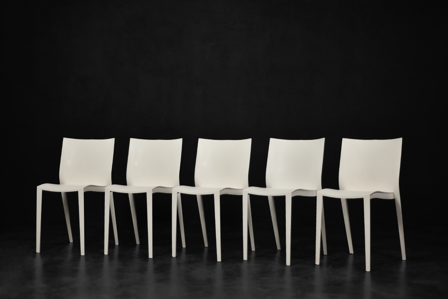 Vintage Mid-Century French Modern Slick Slick White Plastic Chairs by Philippe Starck for XO Design, 1999, Set of 5