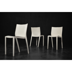 Vintage Mid-Century French Modern Slick Slick White Plastic Chairs by Philippe Starck for XO Design, 1999, Set of 5