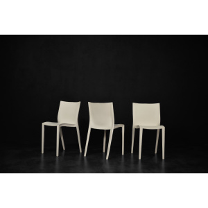 Vintage Mid-Century French Modern Slick Slick White Plastic Chairs by Philippe Starck for XO Design, 1999, Set of 5