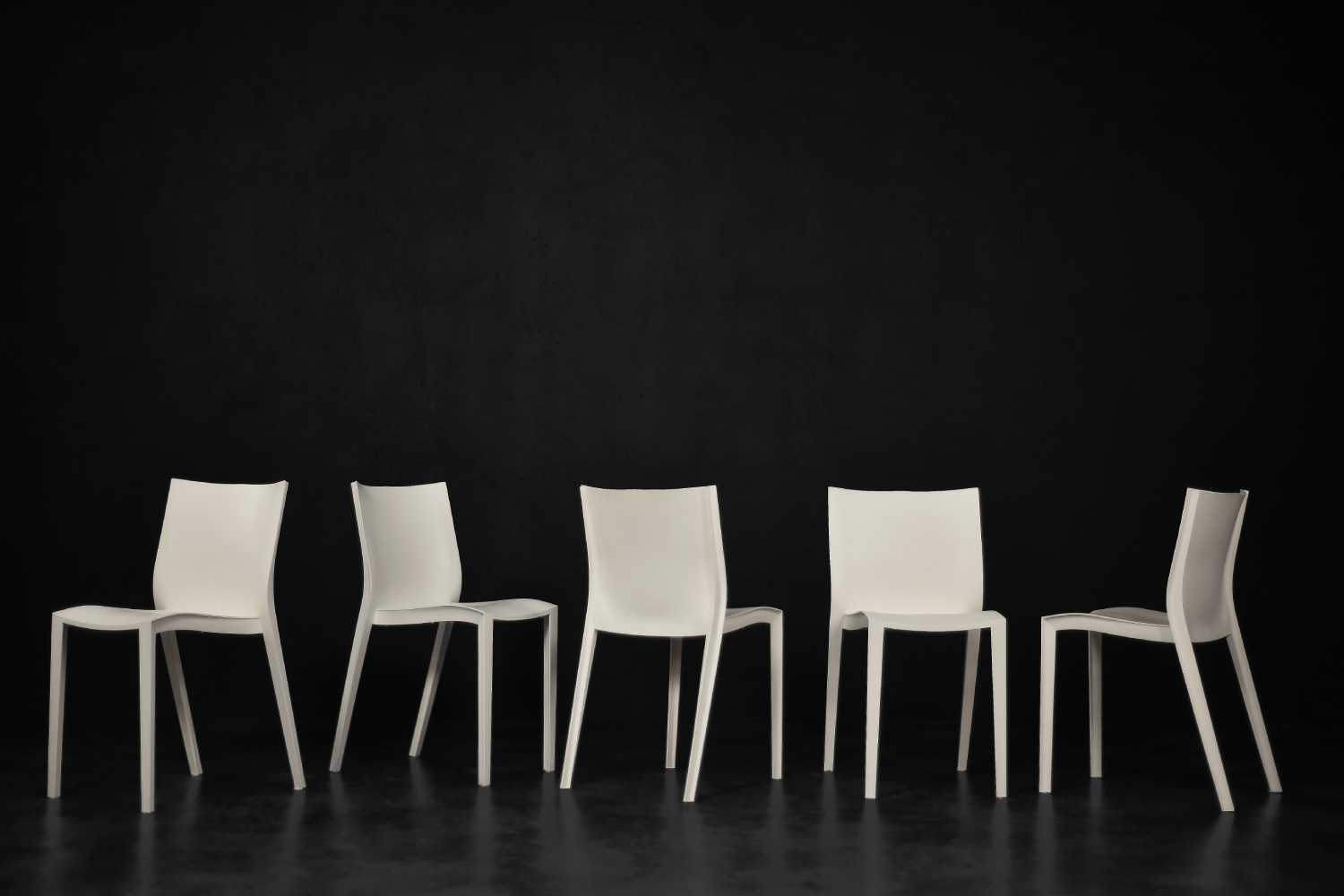Vintage Mid-Century French Modern Slick Slick White Plastic Chairs by Philippe Starck for XO Design, 1999, Set of 5