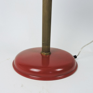 White Globe Table Lamp With Red & Brass Base, 1970s