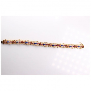 Enamel Bracelet 18K Yellow Gold with Natural Pink Sapphires