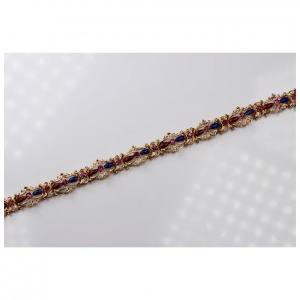 Enamel Bracelet 18K Yellow Gold with Natural Pink Sapphires