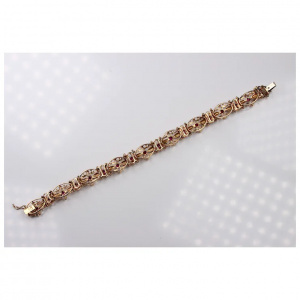 Enamel Bracelet 18K Yellow Gold with Natural Pink Sapphires