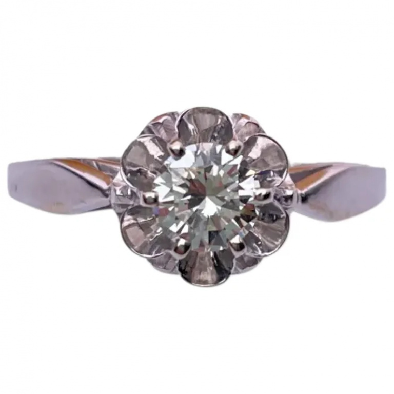 Engagement diamond ring 0,5 ct.  Classic 18K white gold - Image 4