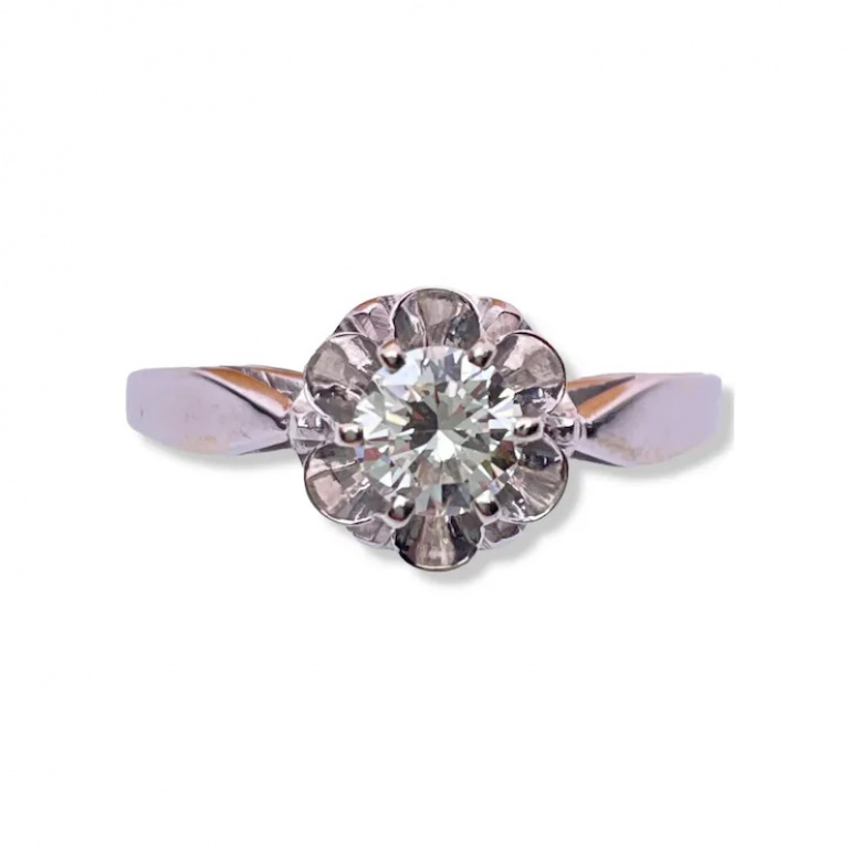 Engagement diamond ring 0,5 ct.  Classic 18K white gold - Image 8