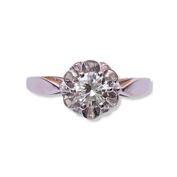 Engagement diamond ring 0,5 ct.  Classic 18K white gold