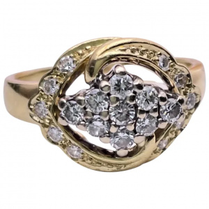 Vintage Diamond Ring from the 1960s, 14k Gold