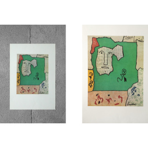Gaston Chaissac, Lithographic print, Composition with Face, 1960s