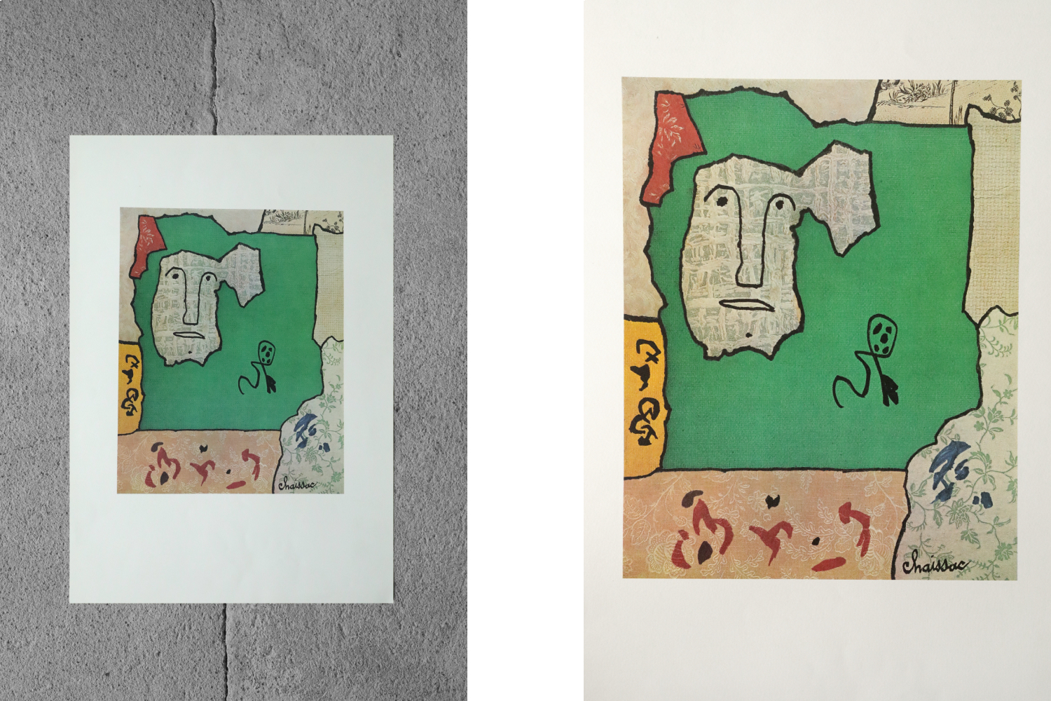 Gaston Chaissac, Lithographic print, Composition with Face, 1960s