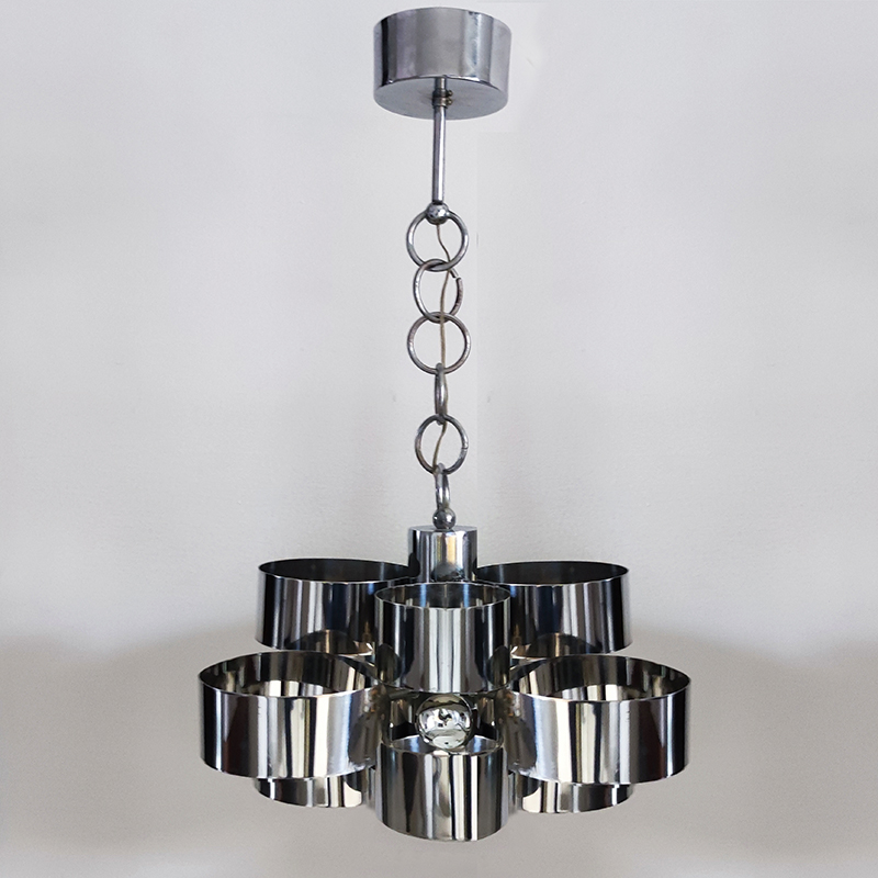 1960s Gorgeous Space Age Pendant Lamp by Max Sauze for Sciolari. Made in Italy