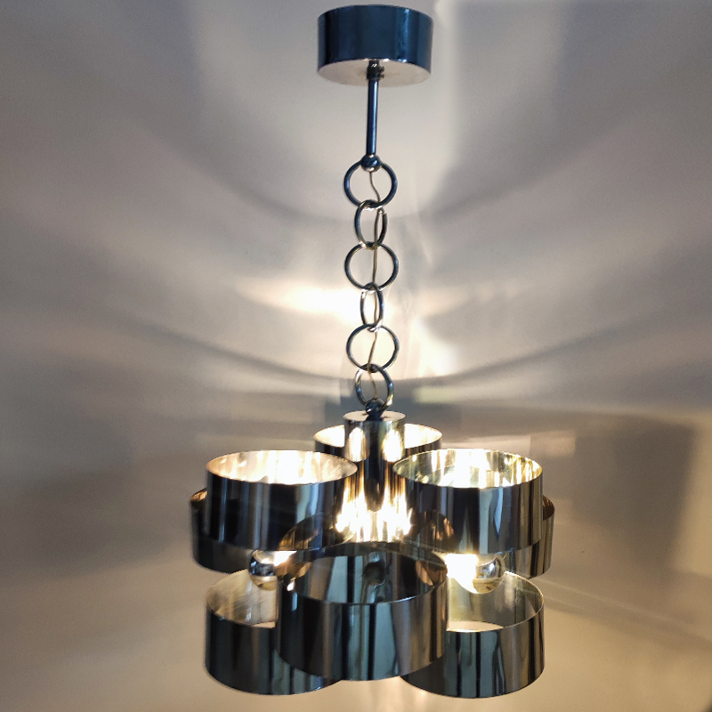 1960s Gorgeous Space Age Pendant Lamp by Max Sauze for Sciolari. Made in Italy