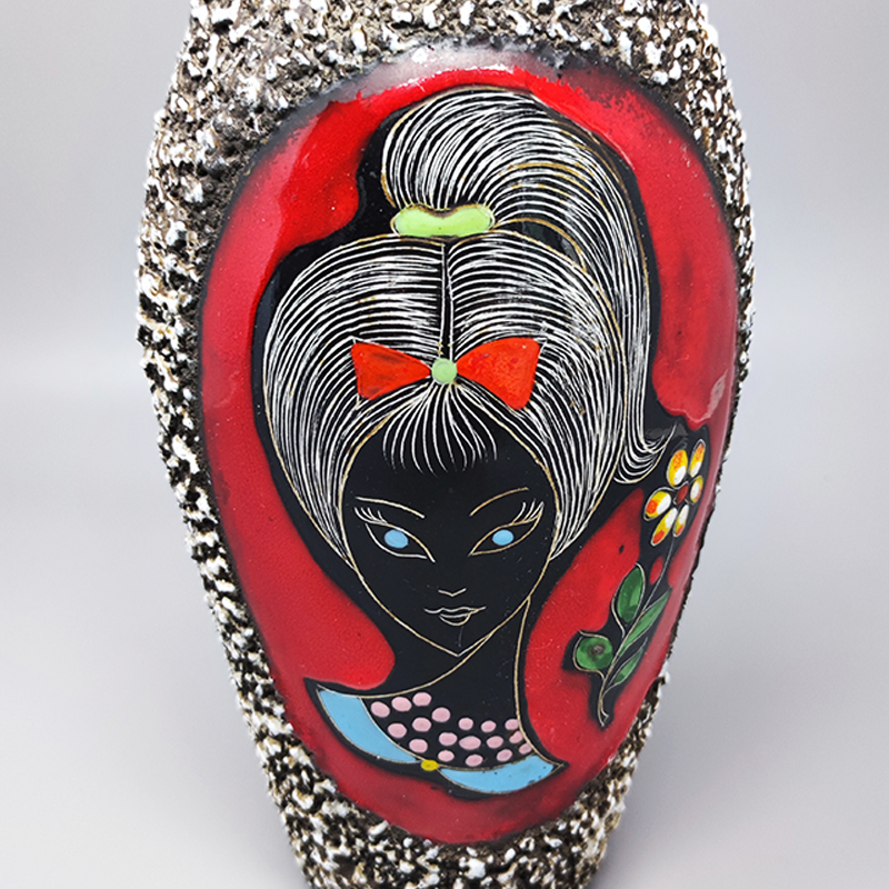 1960s Stunning Lava Vase by Melior. Made in Italy
