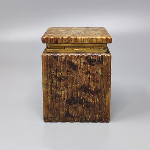 1960s Beautiful Brown Alabaster Box. Handmade. Made in Italy