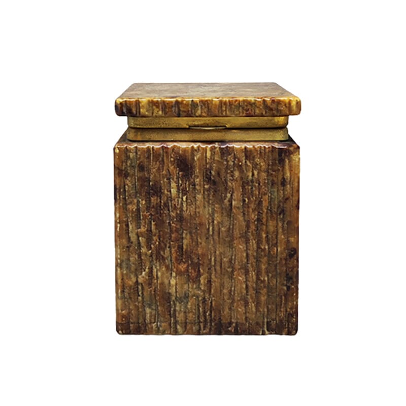 1960s Beautiful Brown Alabaster Box. Handmade. Made in Italy