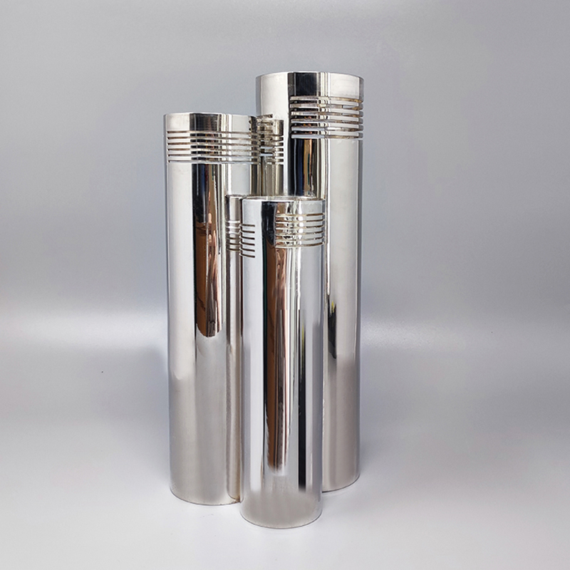 1970s pace Age Silver Plated Vase by Sassetti. Handmade. Made In italy