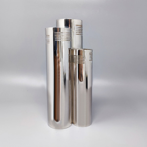 1970s pace Age Silver Plated Vase by Sassetti. Handmade. Made In italy