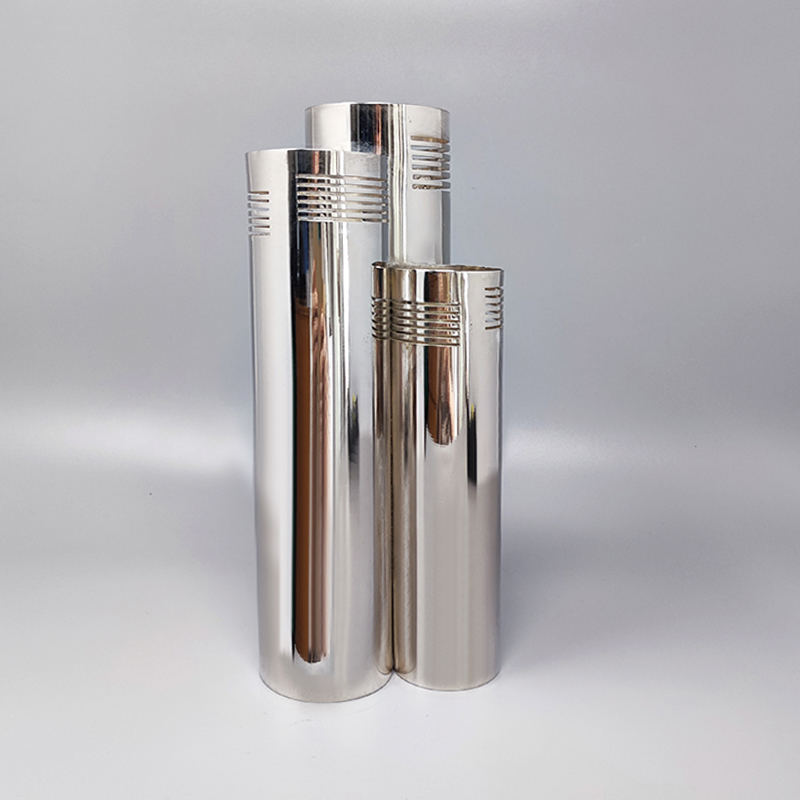 1970s pace Age Silver Plated Vase by Sassetti. Handmade. Made In italy
