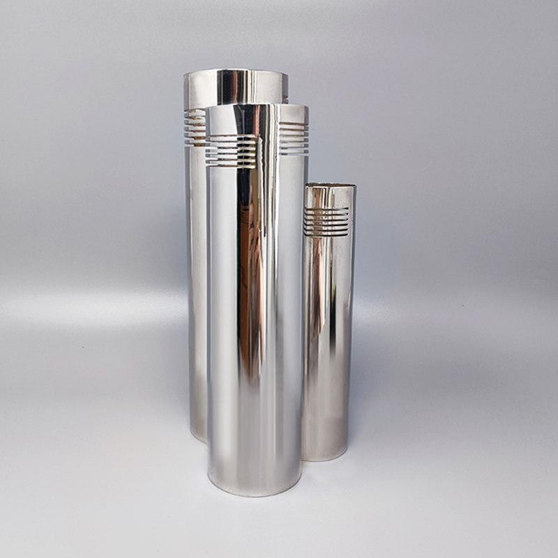 1970s pace Age Silver Plated Vase by Sassetti. Handmade. Made In italy