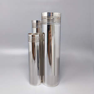 1970s pace Age Silver Plated Vase by Sassetti. Handmade. Made In italy