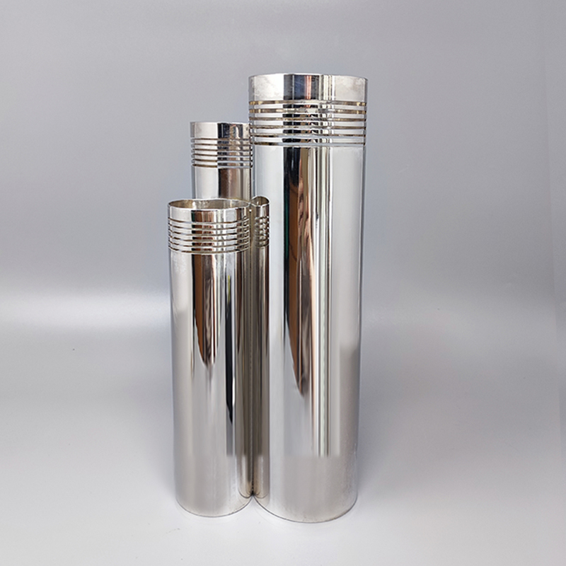 1970s pace Age Silver Plated Vase by Sassetti. Handmade. Made In italy