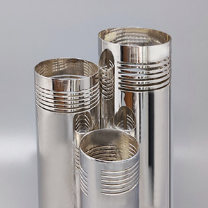 1970s pace Age Silver Plated Vase by Sassetti. Handmade. Made In italy
