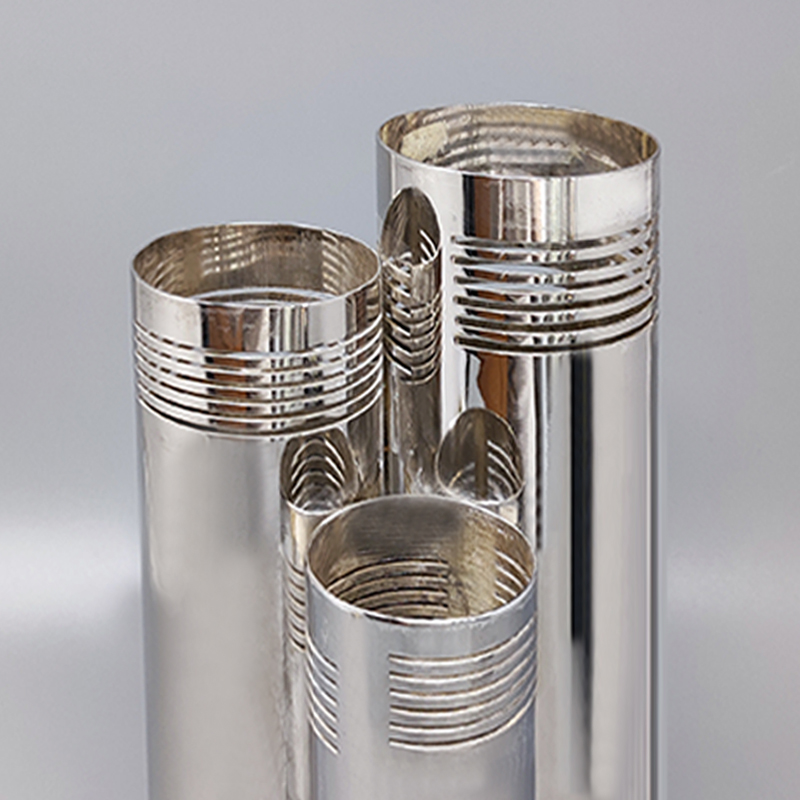 1970s pace Age Silver Plated Vase by Sassetti. Handmade. Made In italy